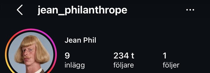 Jean Phils Instagramprofil med 234 tusen följare