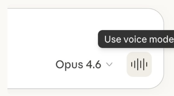 Knappen Use voice mode, ljudvågssymbolen nere till höger i Claudes textruta