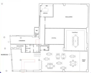 2D planritning av en restaurang