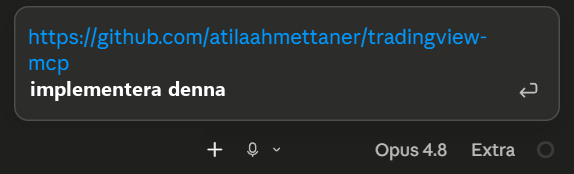 Claudes textruta med GitHub-länken inklistrad och instruktionen implementera denna under