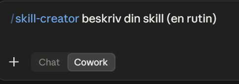 Fältet där du beskriver din rutin för skill-creator